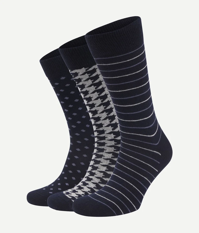 Sokken (3-pack) print donkerblauw