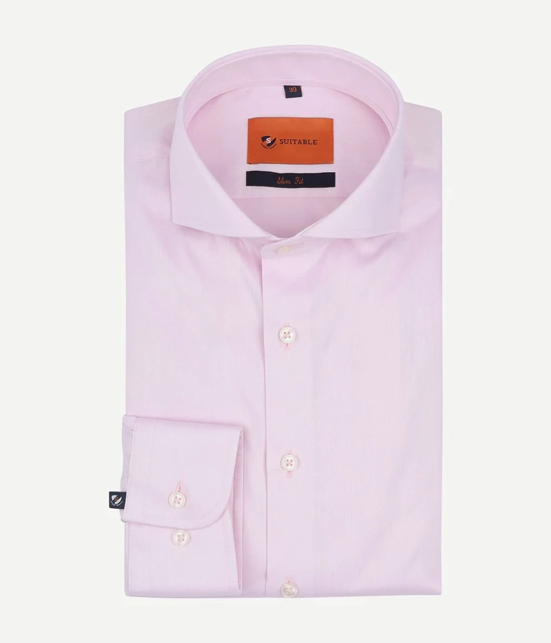 Overhemd twill stretch roze