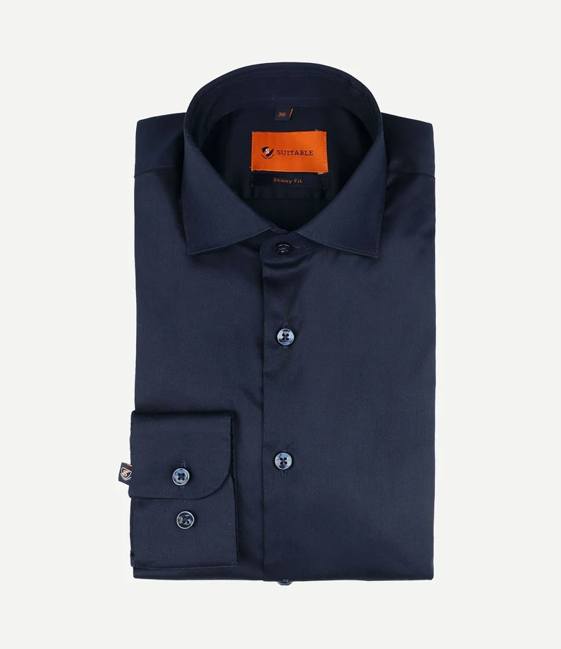 Overhemd skinny fit donkerblauw 241-1