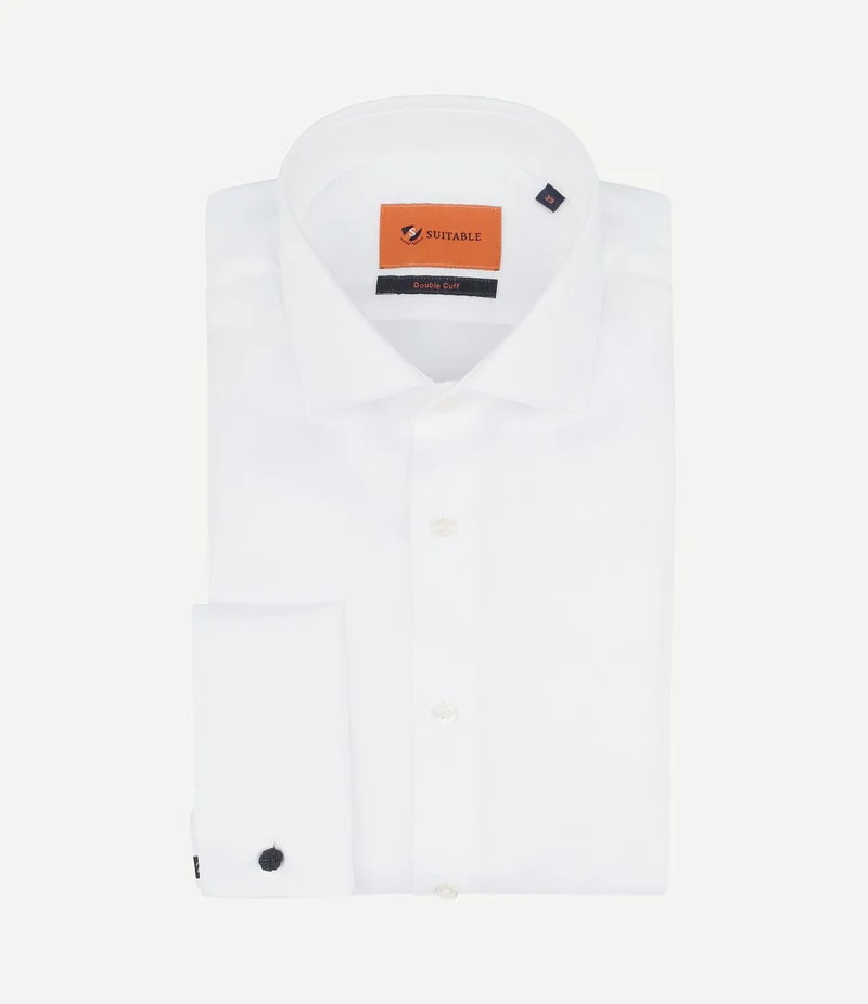 Overhemd white twill dubbelmanchet
