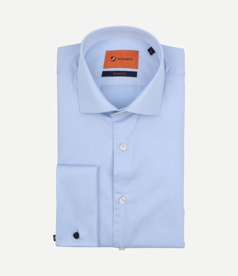 Overhemd dubbelmanchet blauw