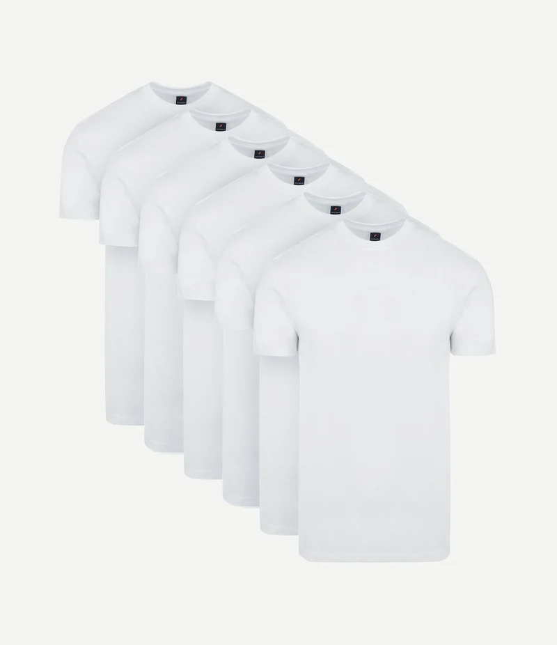 Obra t-shirt hoge ronde hals wit (6-pack)