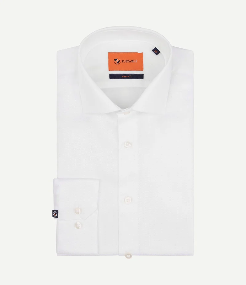 Overhemd extra lange mouwen twill wit