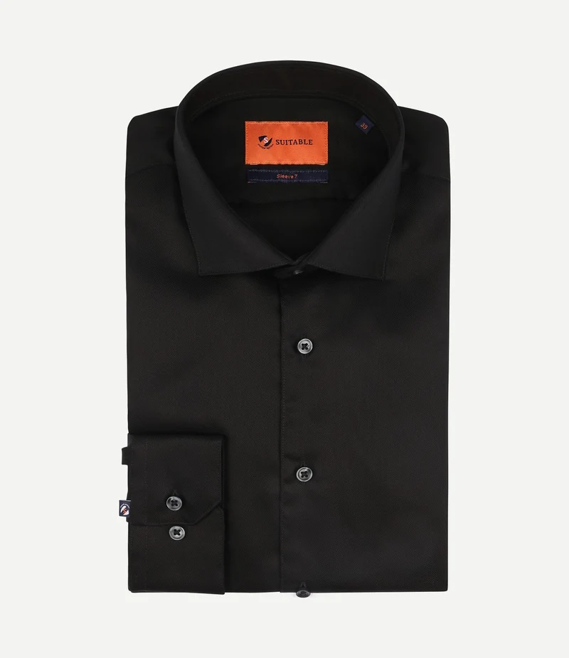 Overhemd extra lange mouwen twill zwart