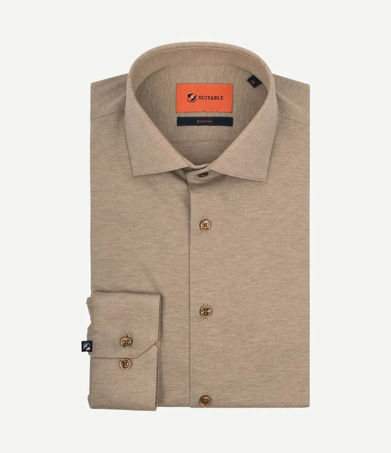 Overhemd pique beige