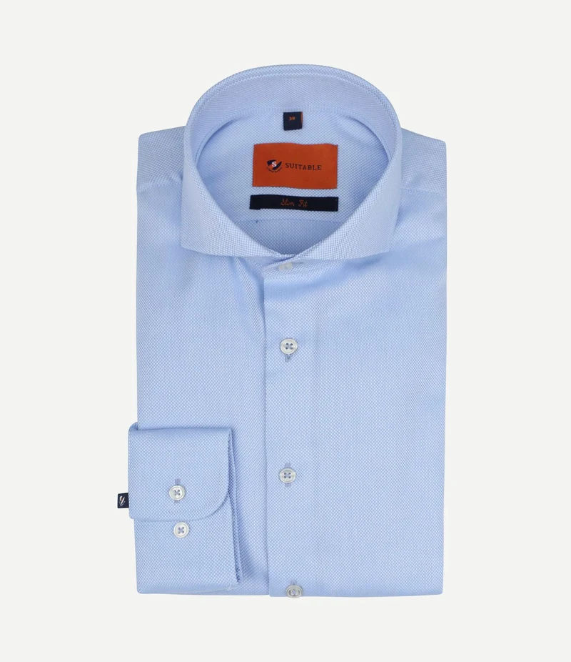 Non iron overhemd blauw
