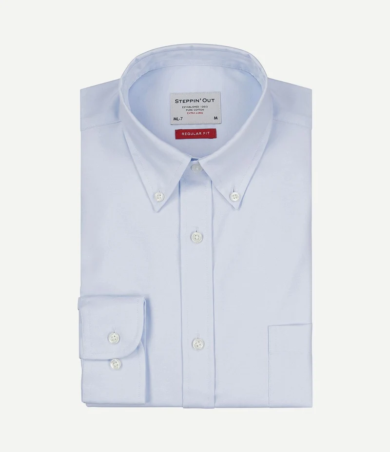 Overhemd twill extra lange mouw lichtblauw