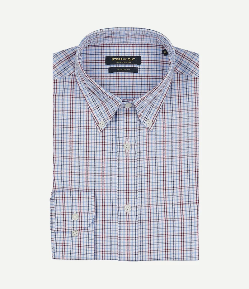 Overhemd ruiten blauw rood