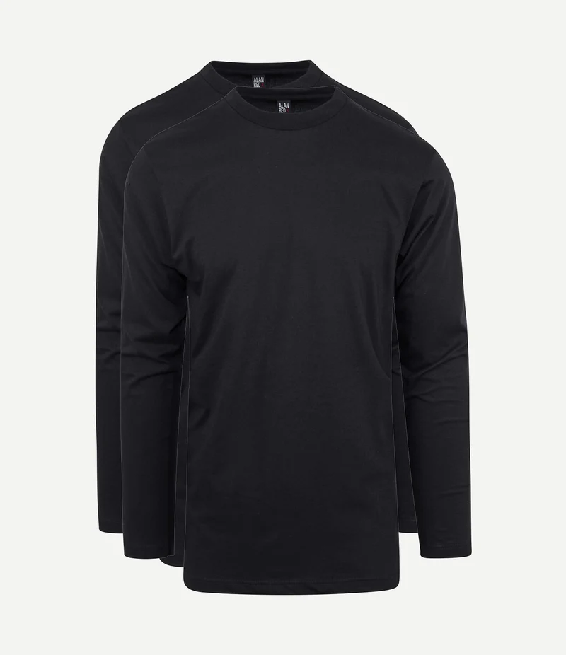 T-shirt Virginia zwart longsleeve (2-pack)