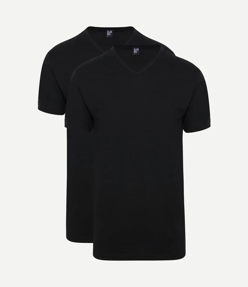 Vermont extra lang v-hals t-shirt zwart (2-pack)