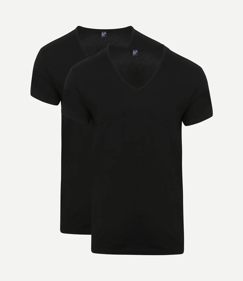 V-hals Dean t-shirt (2-pack) zwart
