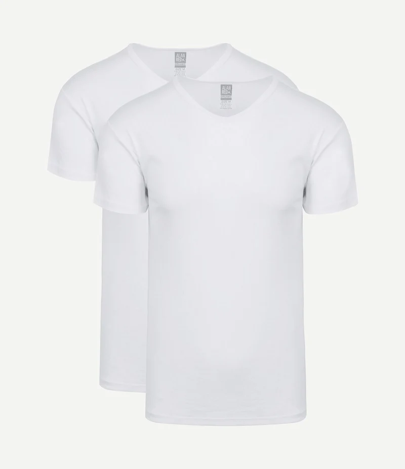 Vancouver organic v-hals t-shirt wit (2-pack)