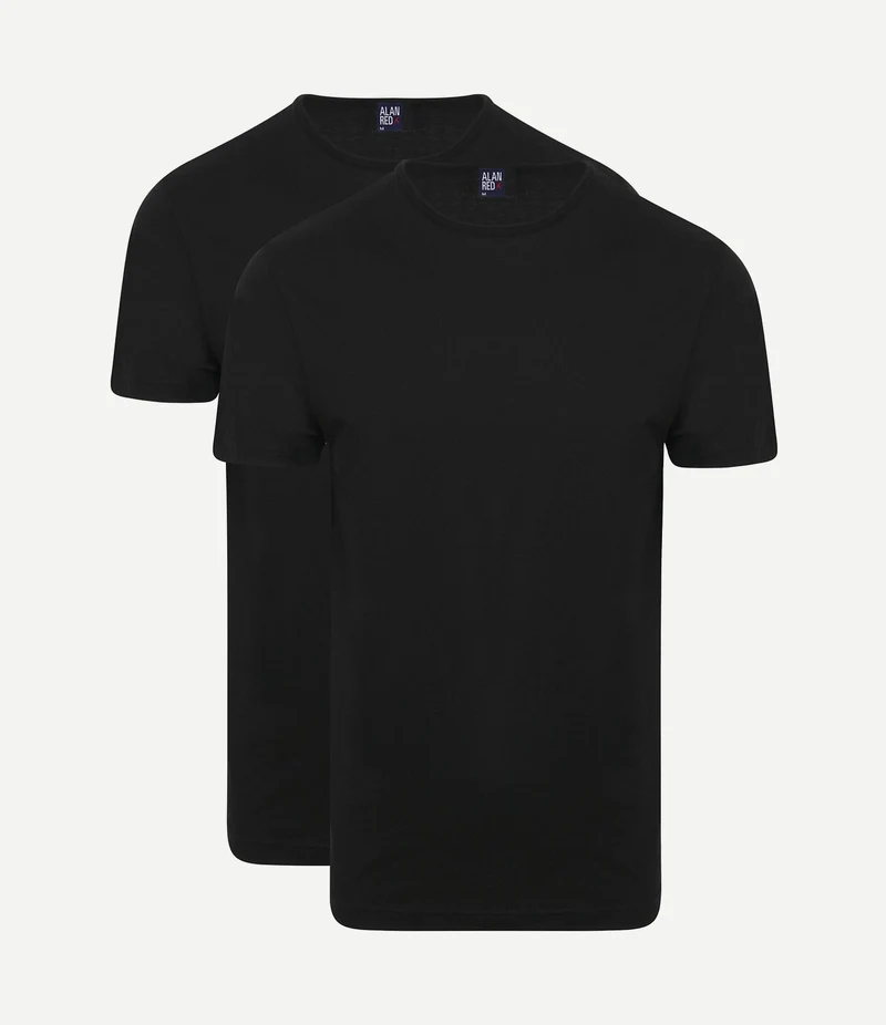 Derby o-hals t-shirt zwart (2-pack)