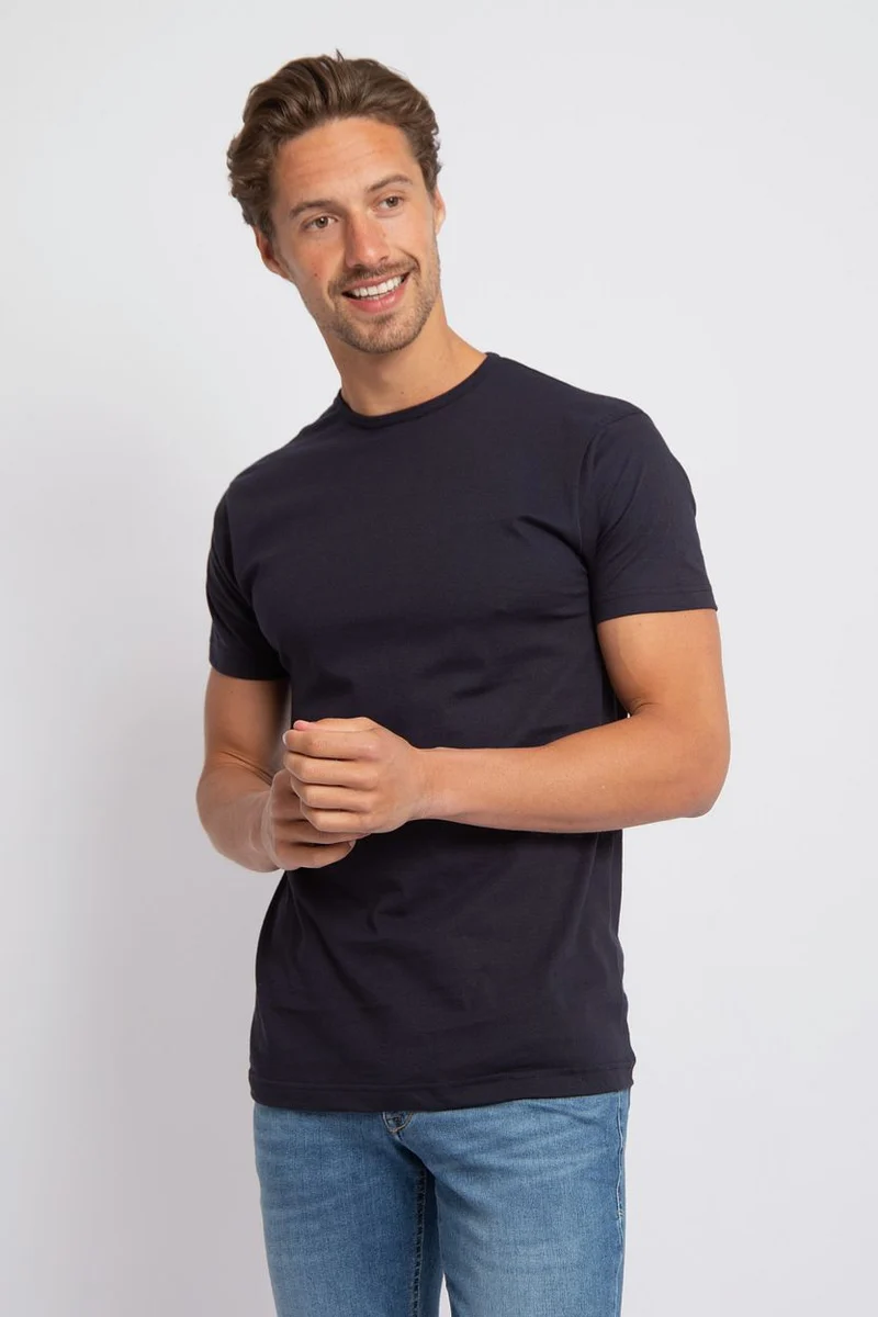 Derby o-hals t-shirt donkerblauw (2-pack)