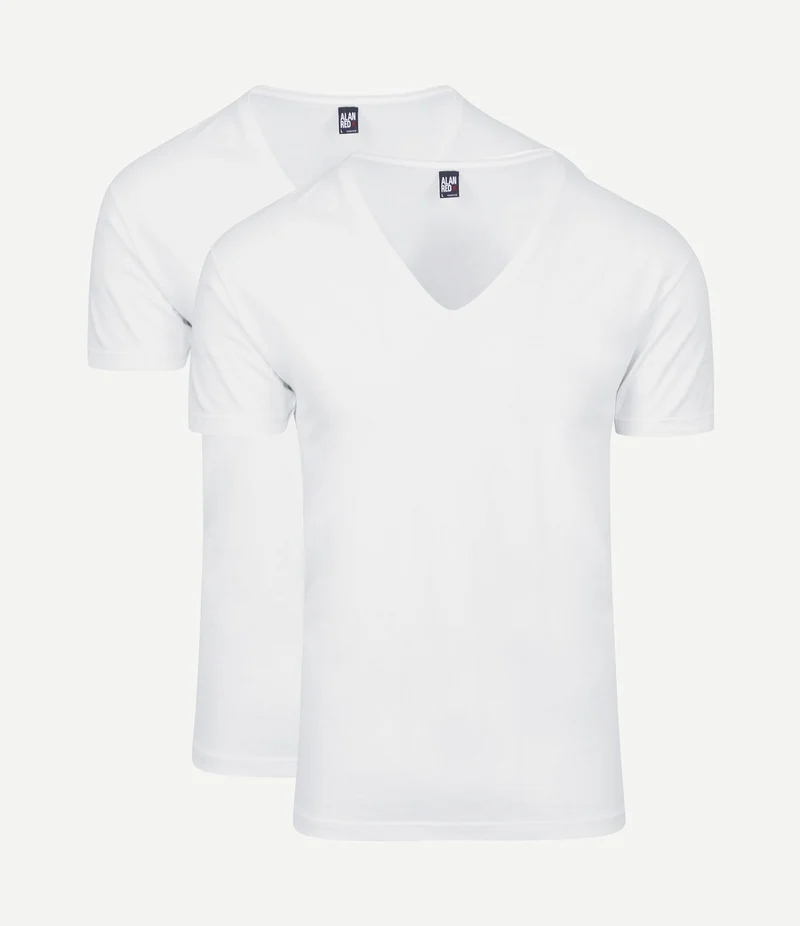 T-shirt (2-pack) NOV extra diepe v-hals stretch