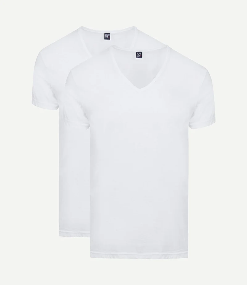 Dean v-hals t-shirt wit (2-pack)