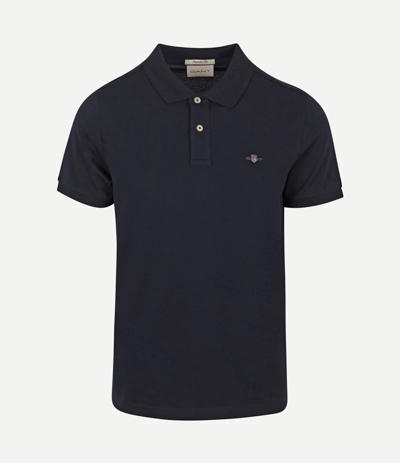 Shield piqué poloshirt donkerblauw