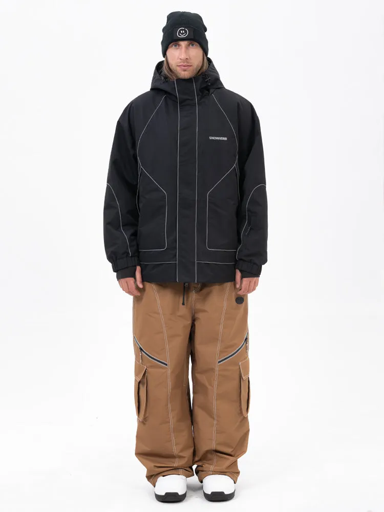 Men's Night Skiing Chill Reflective Snow Suit – Mountain Jacket & Streetstorm Baggy Pants Set